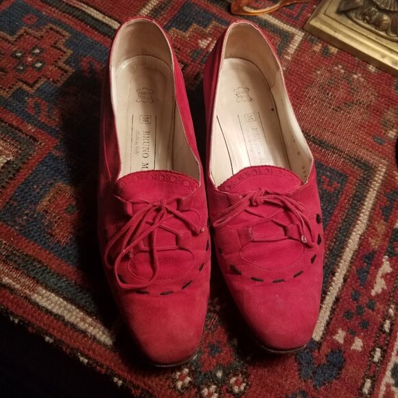 BRUNO MAGLI crimson red suede shoes 38 1/2 - Picture 1 of 7